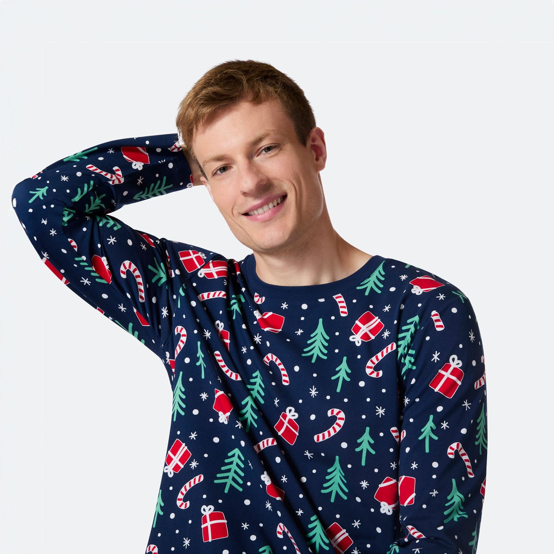 Miesten Sininen Joulukuvio Joulupyjama