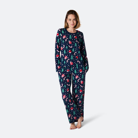Naisten Sininen Joulukuvio Joulupyjama