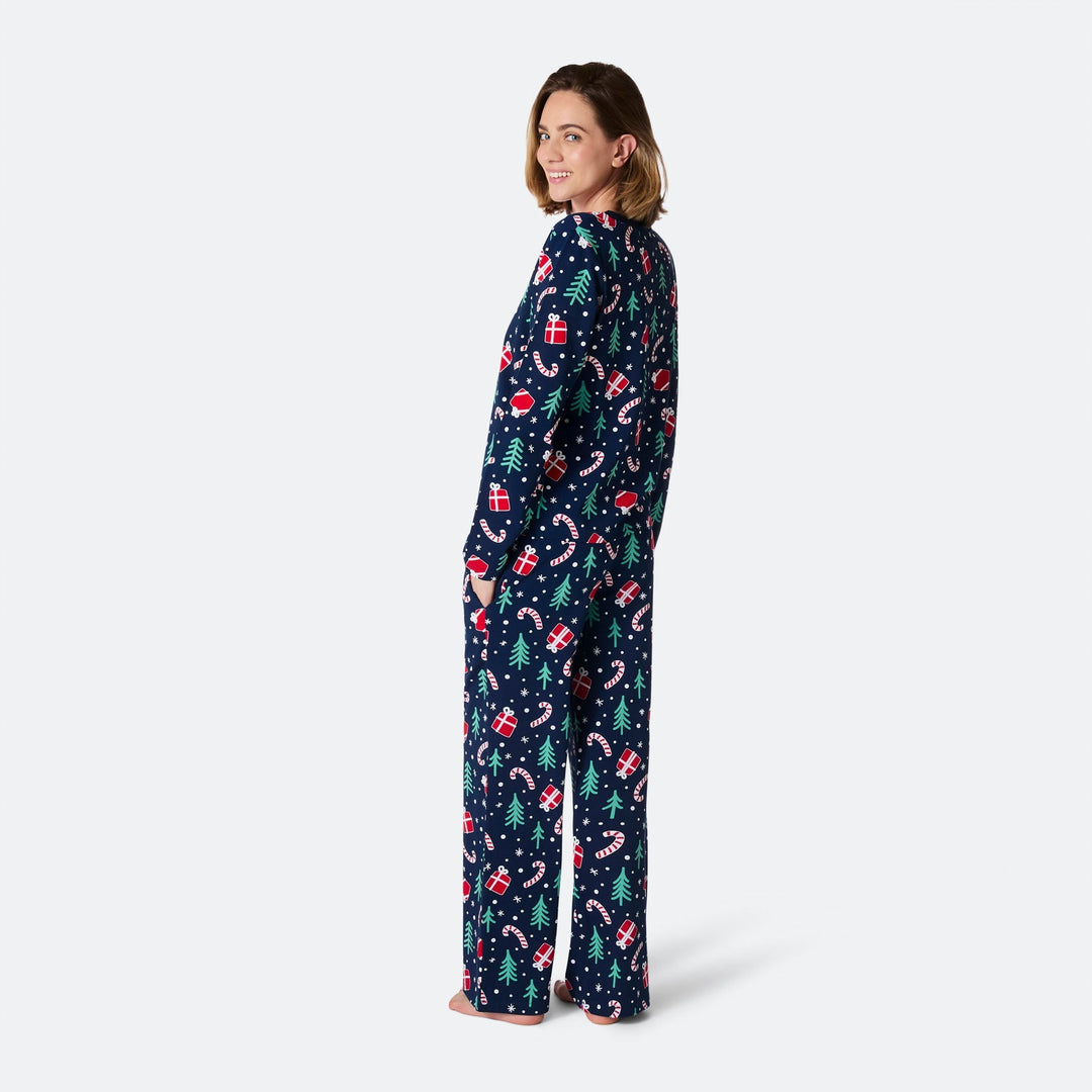 Naisten Sininen Joulukuvio Joulupyjama