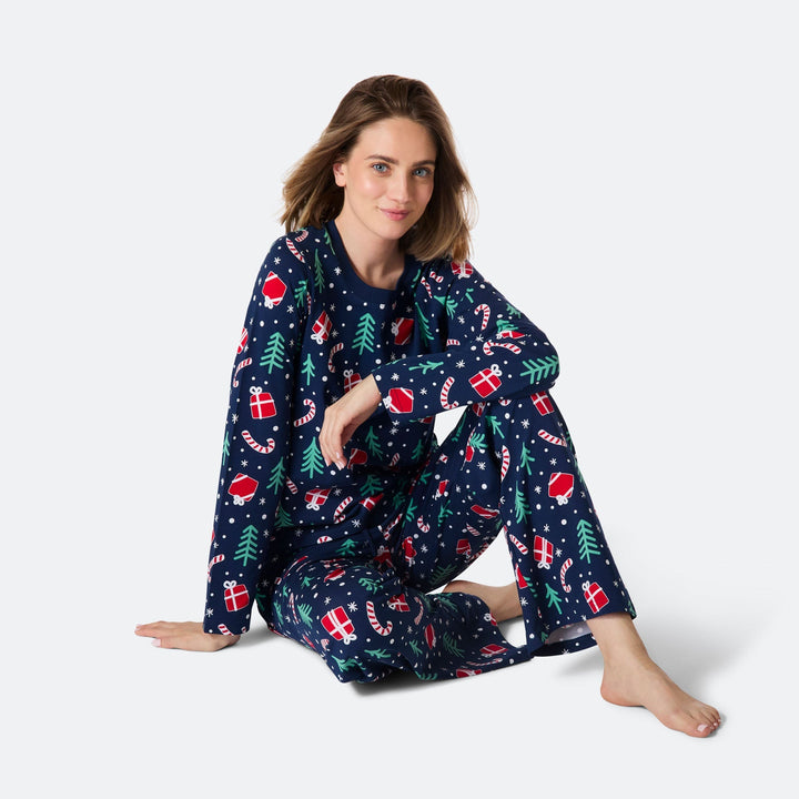 Naisten Sininen Joulukuvio Joulupyjama