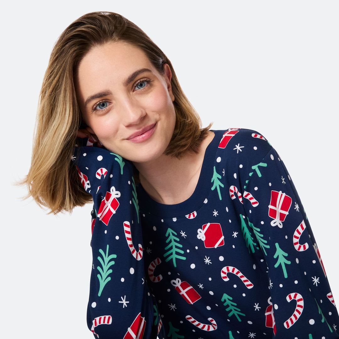 Naisten Sininen Joulukuvio Joulupyjama