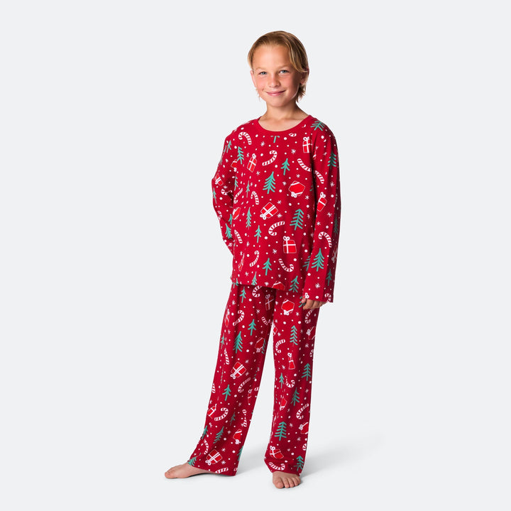 Lasten Punainen Joulukuvio Joulupyjama