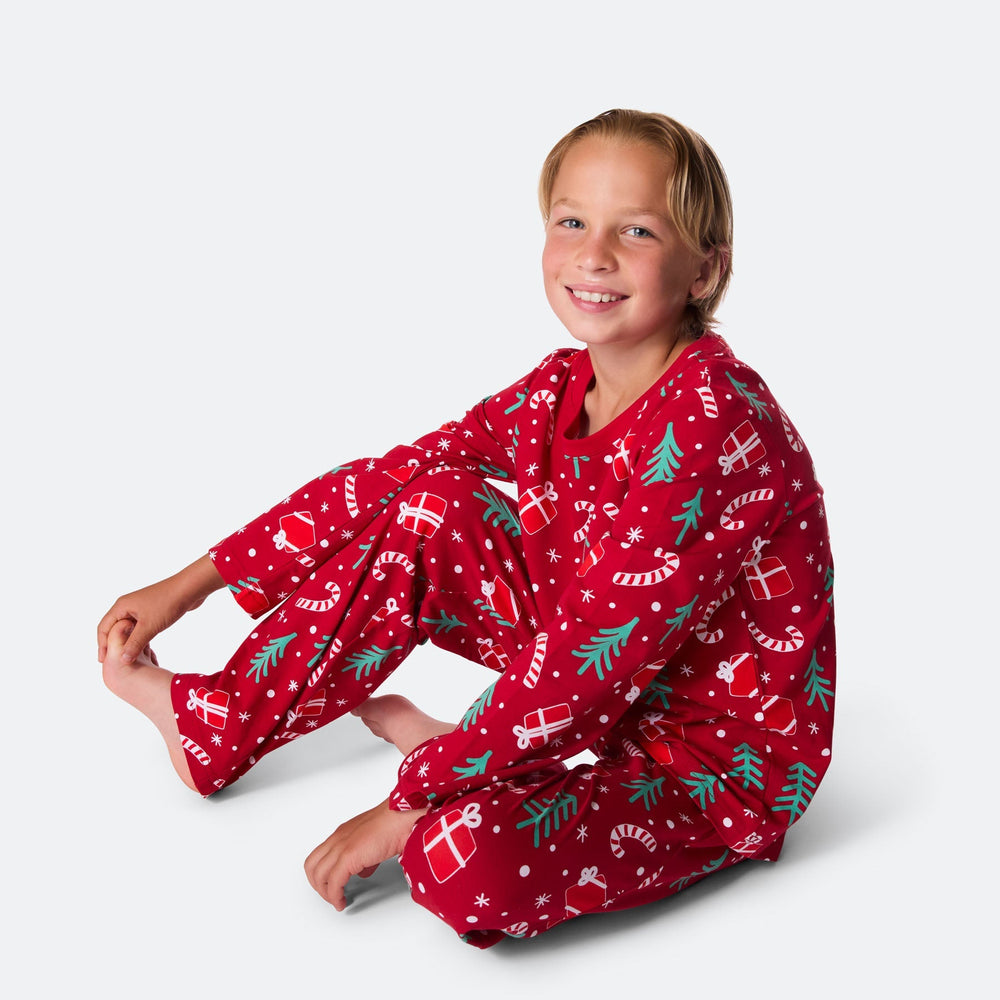 Lasten Punainen Joulukuvio Joulupyjama