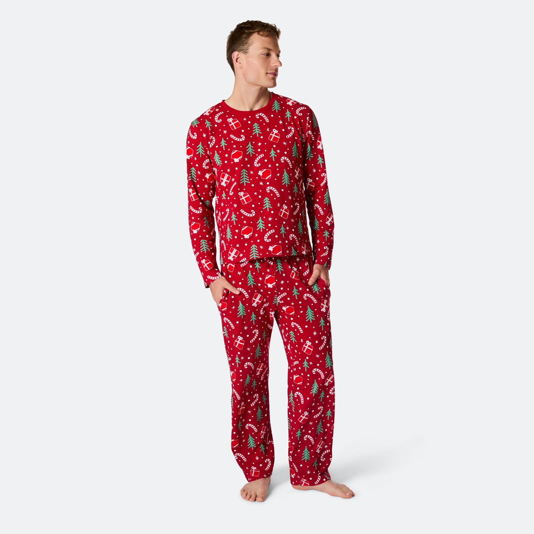 Miesten Punainen Joulukuvio Joulupyjama