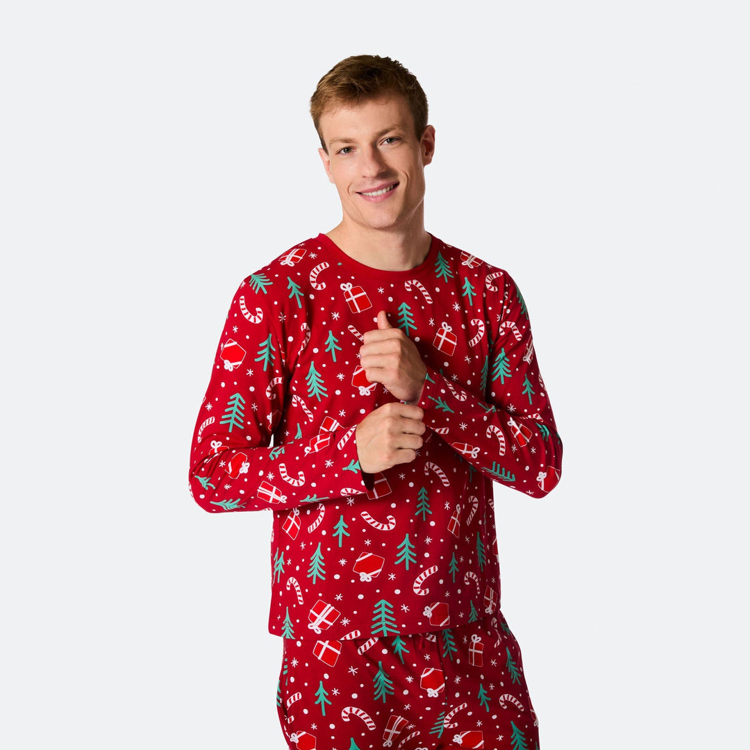 Miesten Punainen Joulukuvio Joulupyjama
