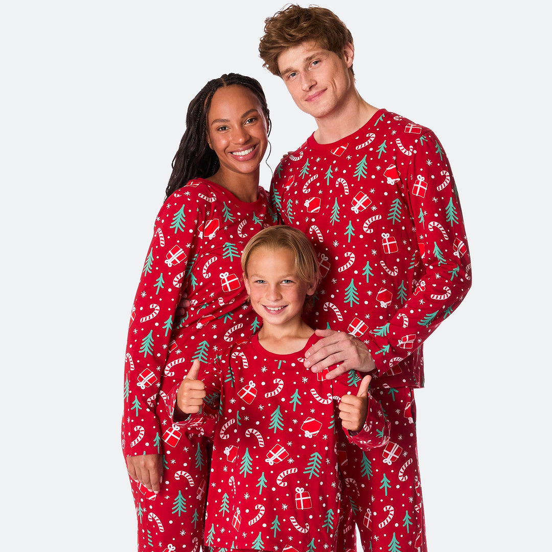 Punainen Joulukuvio Joulupyjamat Perhe