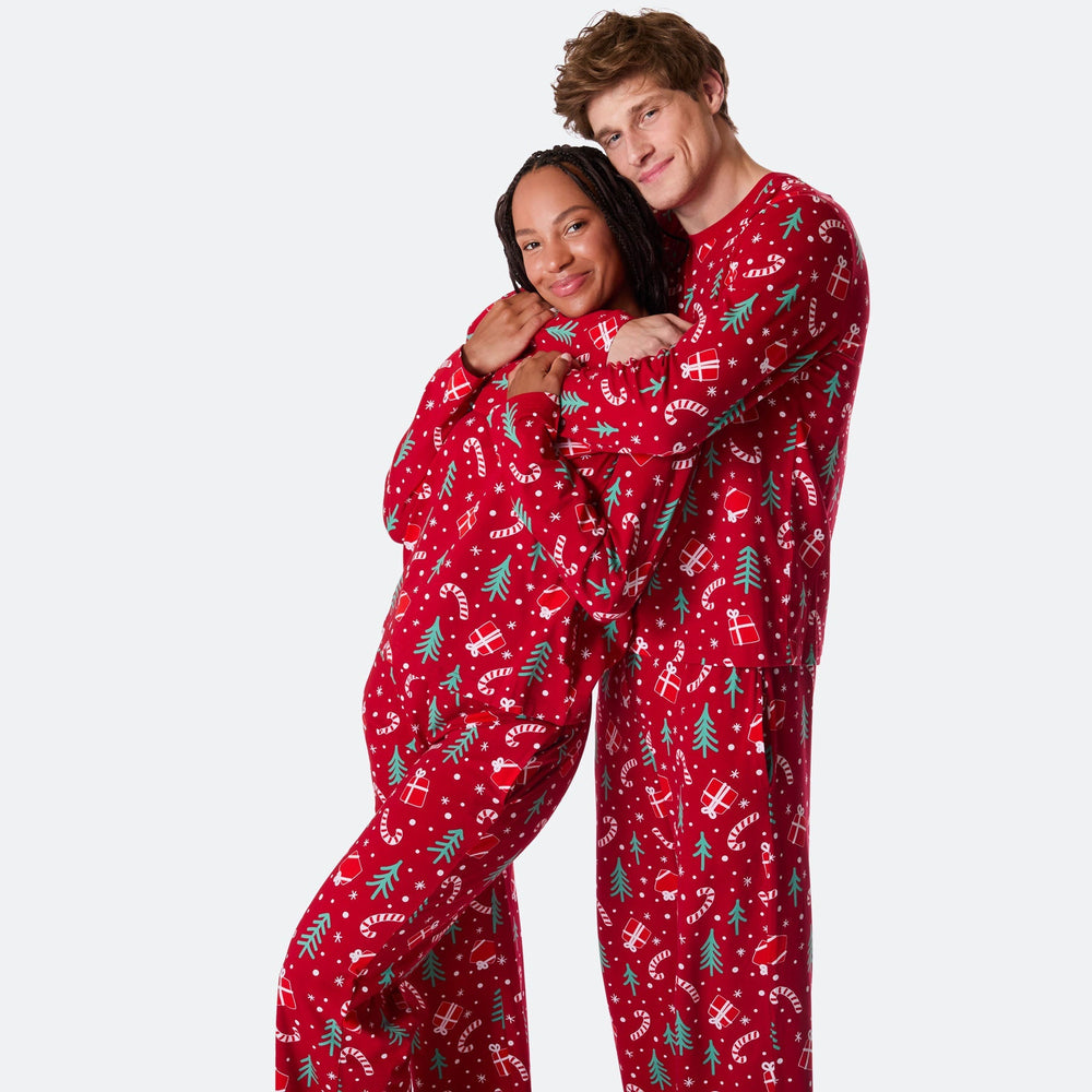Miesten Punainen Joulukuvio Joulupyjama