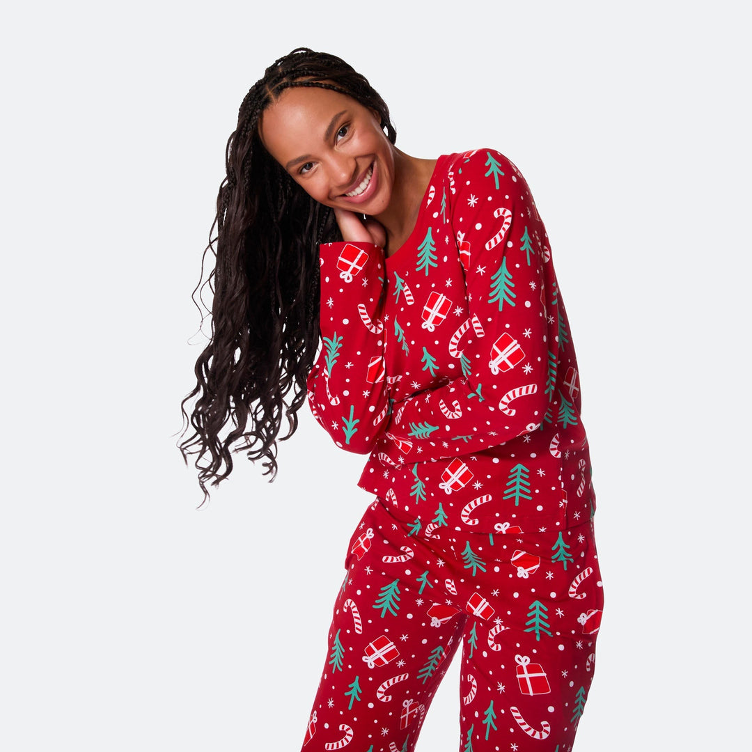 Naisten Punainen Joulukuvio Joulupyjama