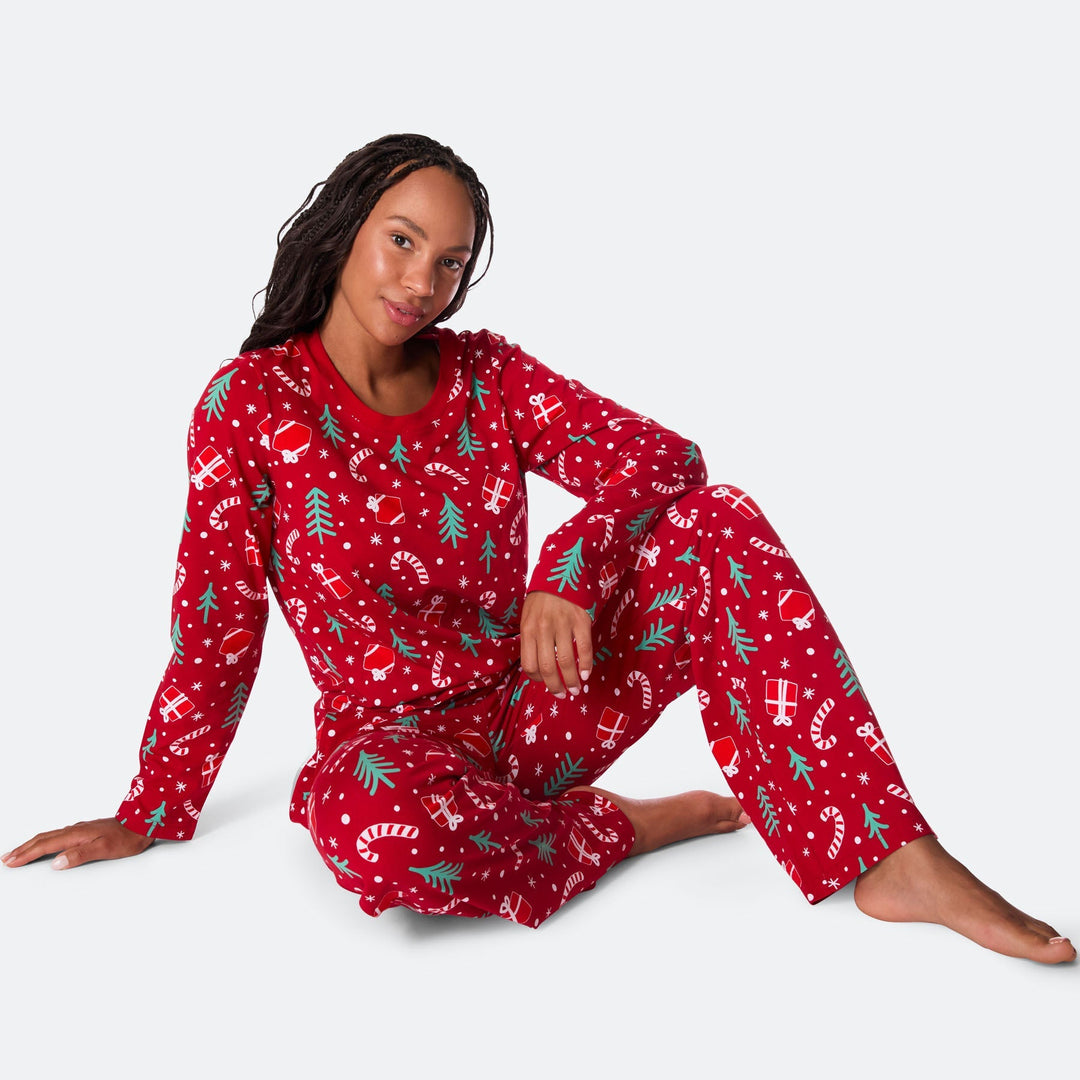 Naisten Punainen Joulukuvio Joulupyjama