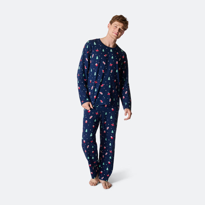 Miesten Sininen Joulukoriste Joulupyjama