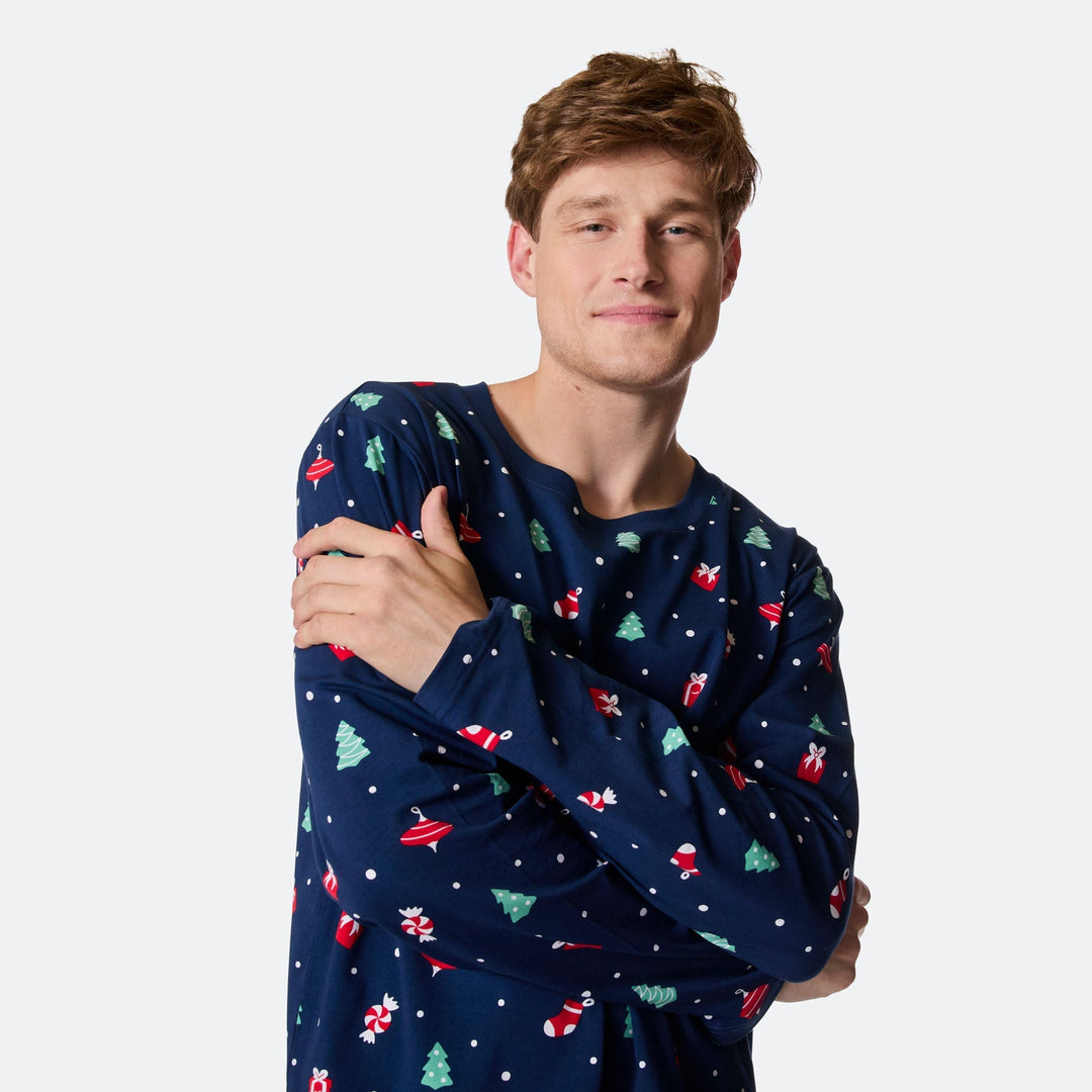Miesten Sininen Joulukoriste Joulupyjama