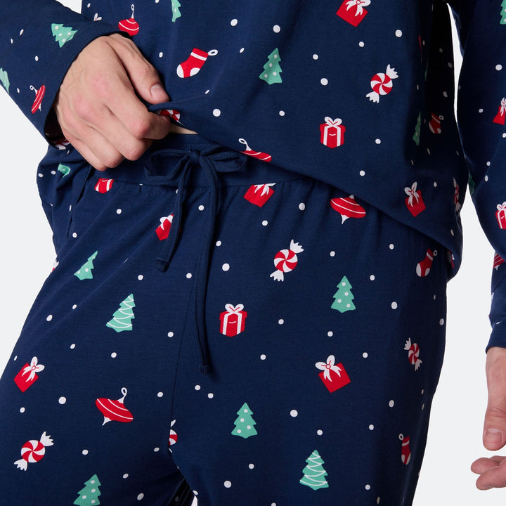 Miesten Sininen Joulukoriste Joulupyjama