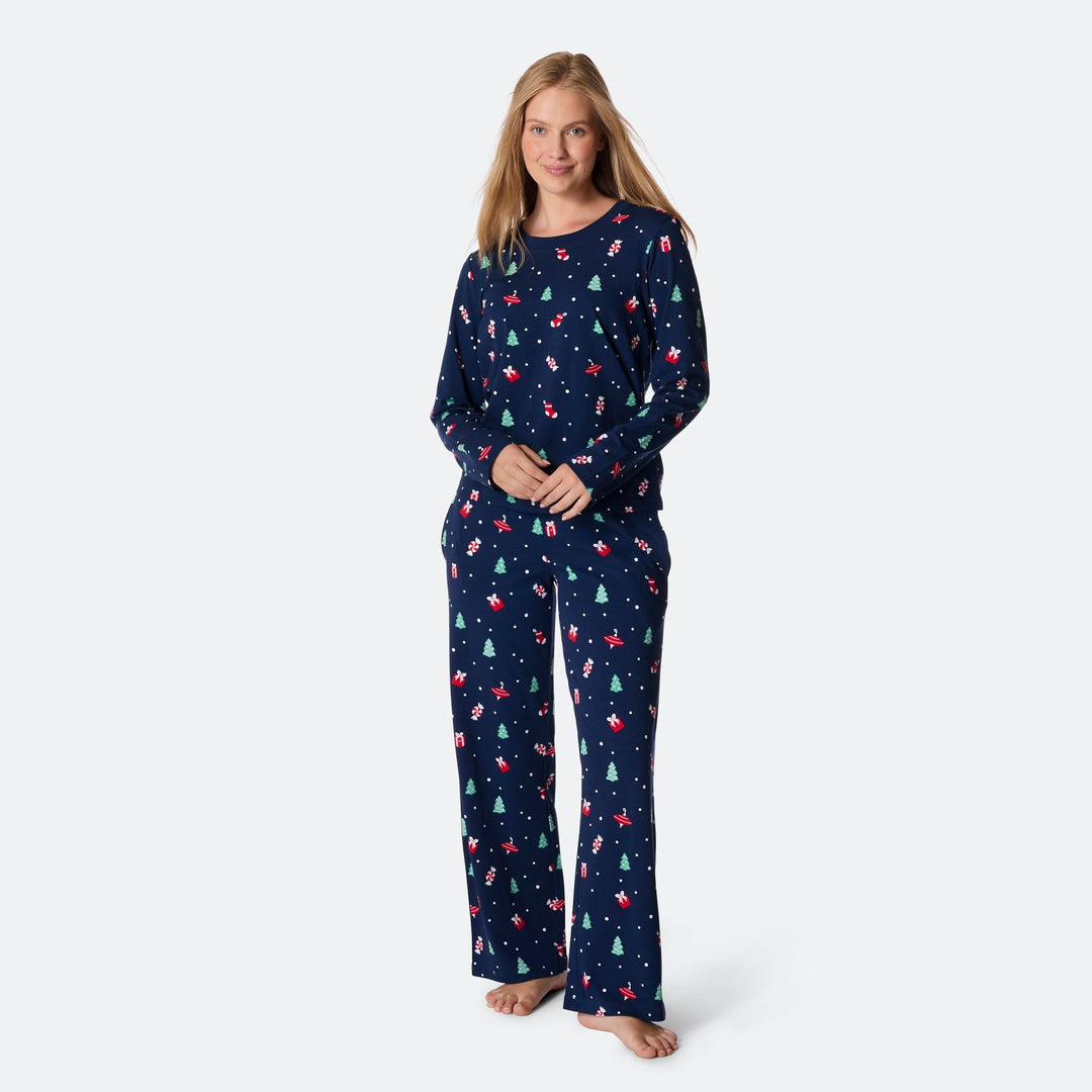 Naisten Sininen Joulukoriste Joulupyjama