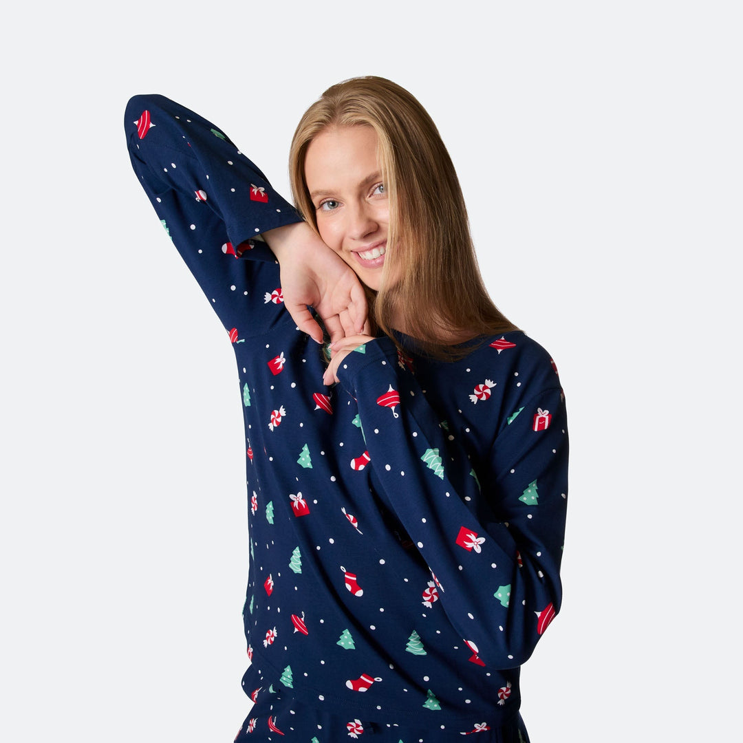 Naisten Sininen Joulukoriste Joulupyjama