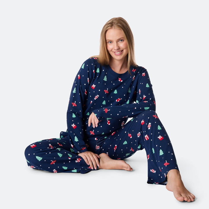 Naisten Sininen Joulukoriste Joulupyjama