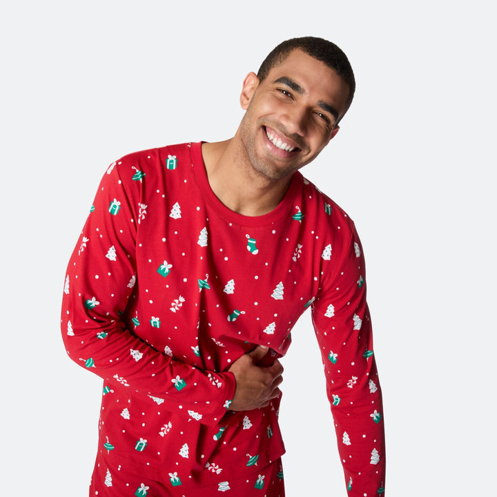 Miesten Punainen Joulukoriste Joulupyjama