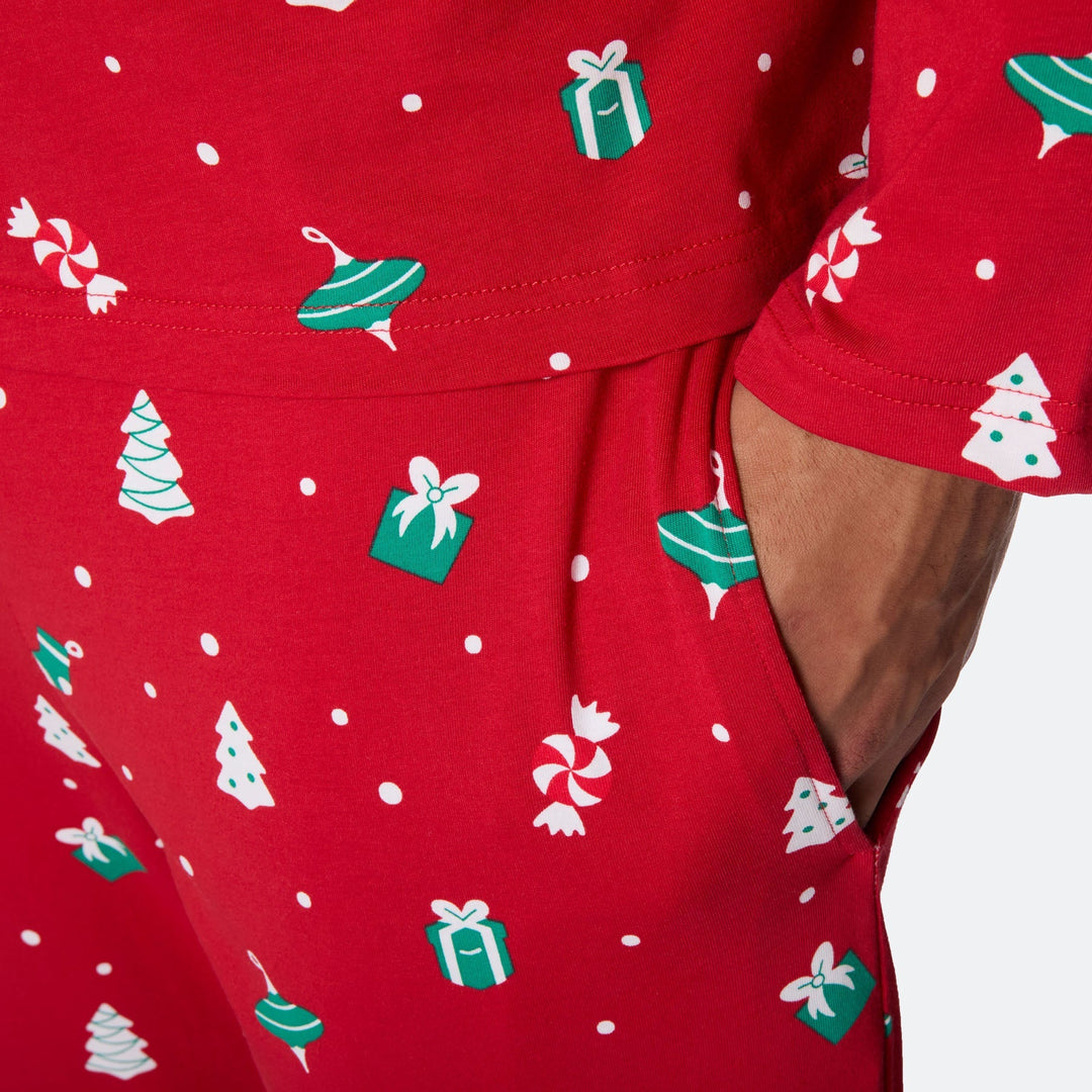 Miesten Punainen Joulukoriste Joulupyjama