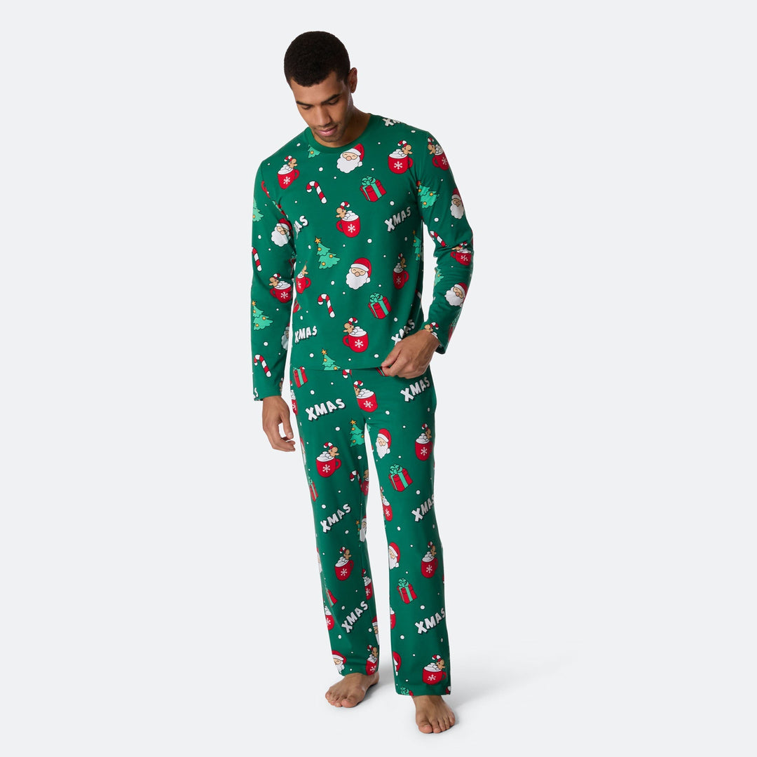 Miesten Vihreä Xmas Joulupyjama