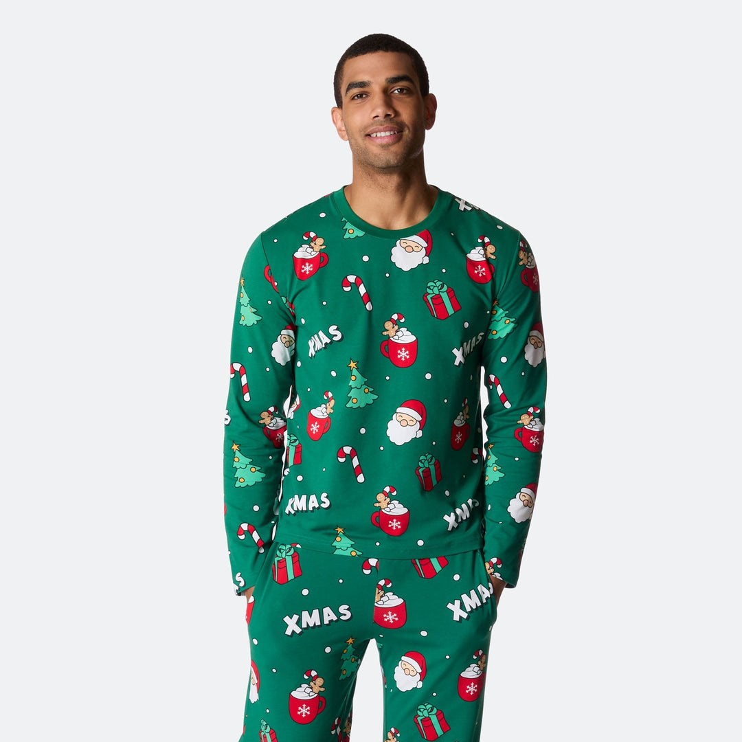 Miesten Vihreä Xmas Joulupyjama
