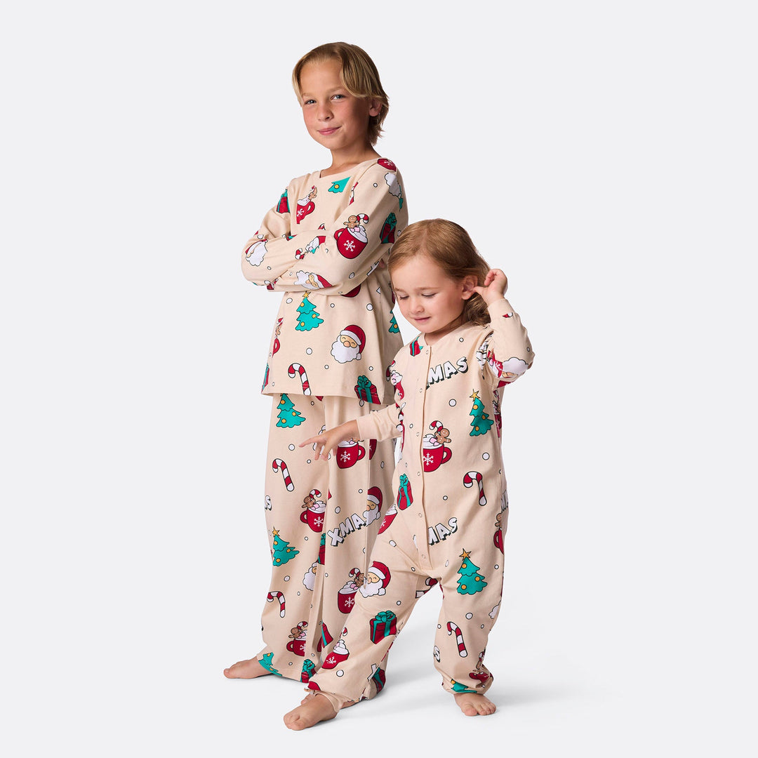 Lasten Beige Xmas Joulupyjama
