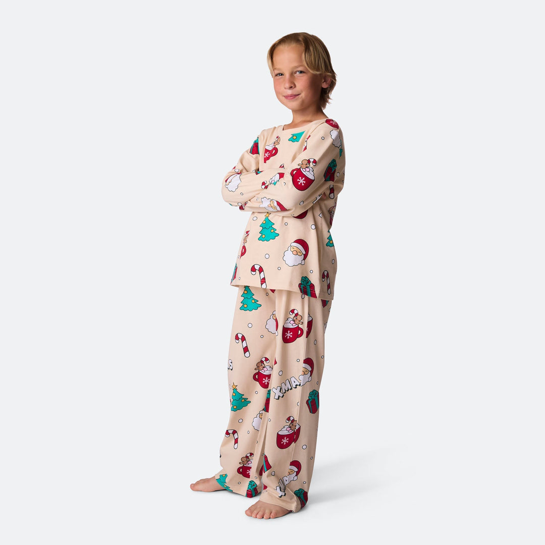 Lasten Beige Xmas Joulupyjama