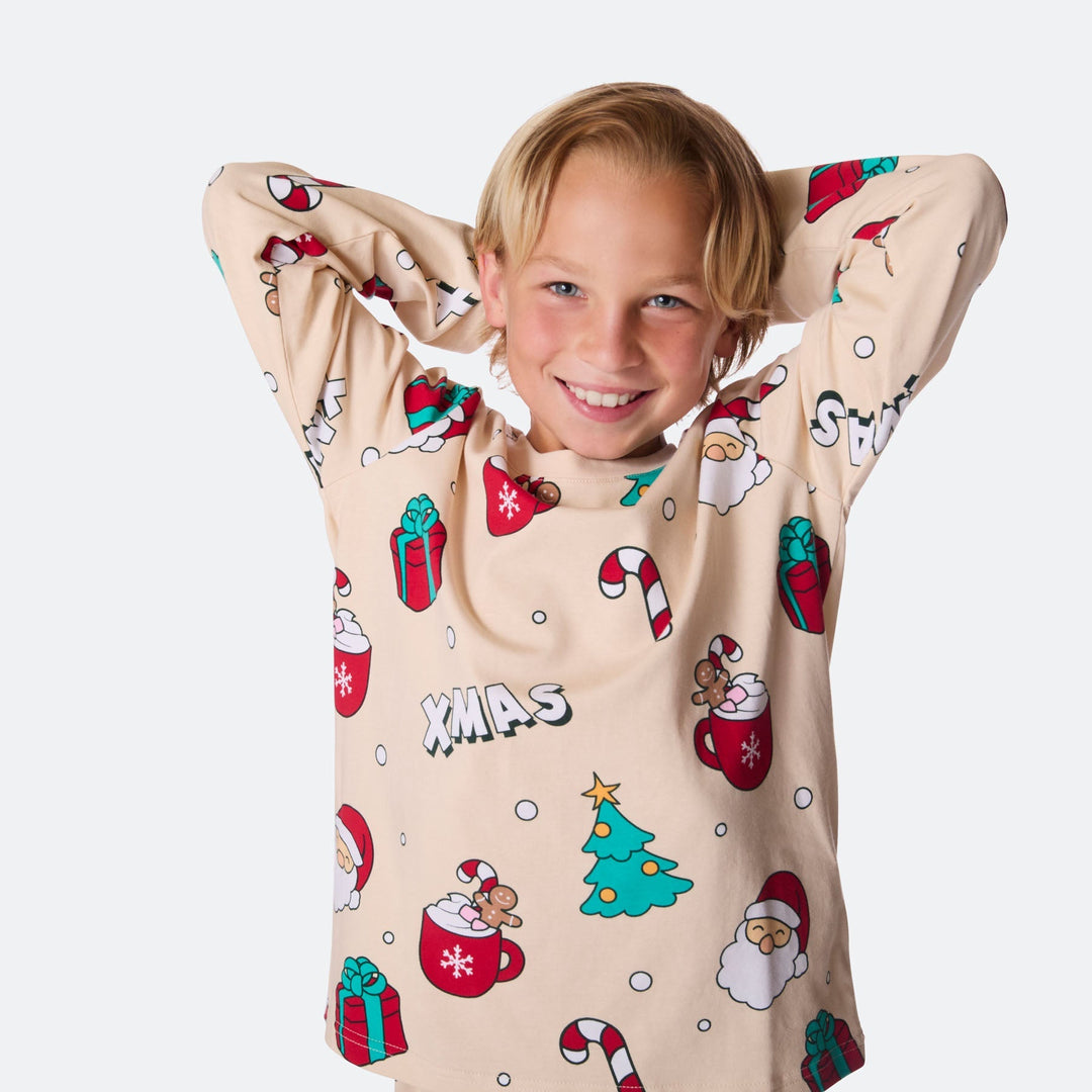 Lasten Beige Xmas Joulupyjama