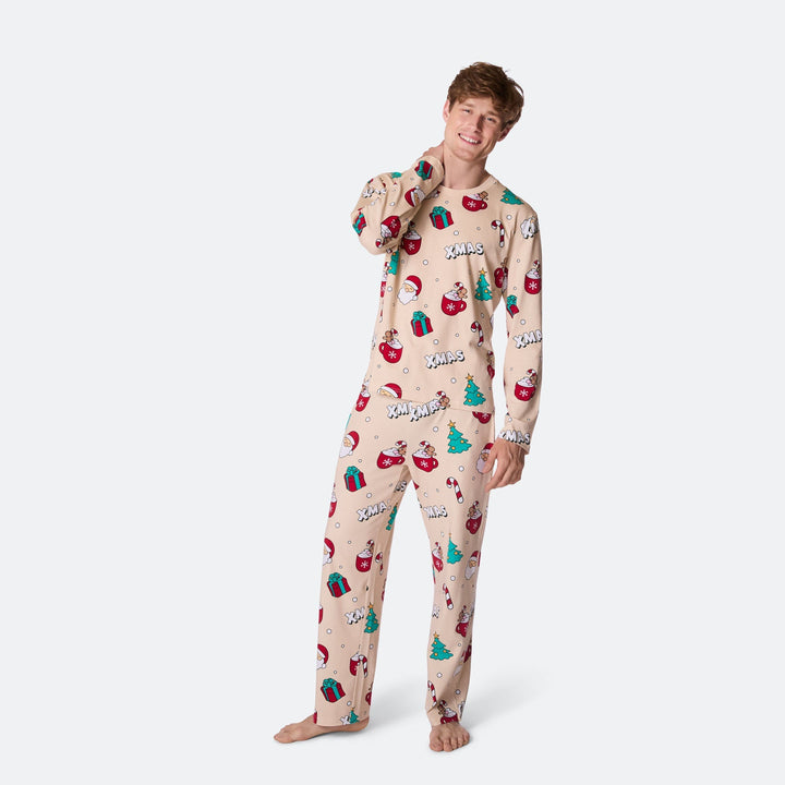Miesten Beige Xmas Joulupyjama