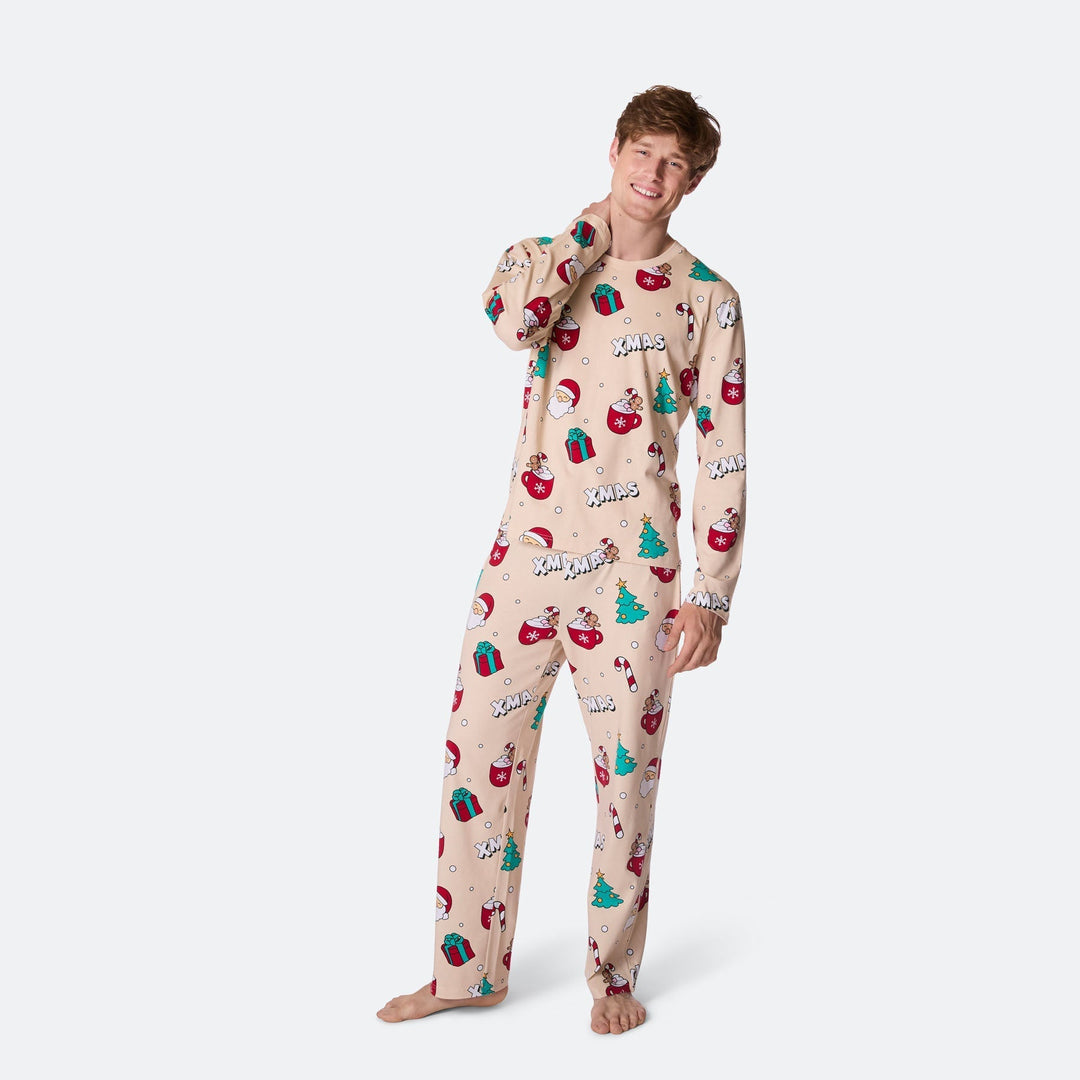 Miesten Beige Xmas Joulupyjama