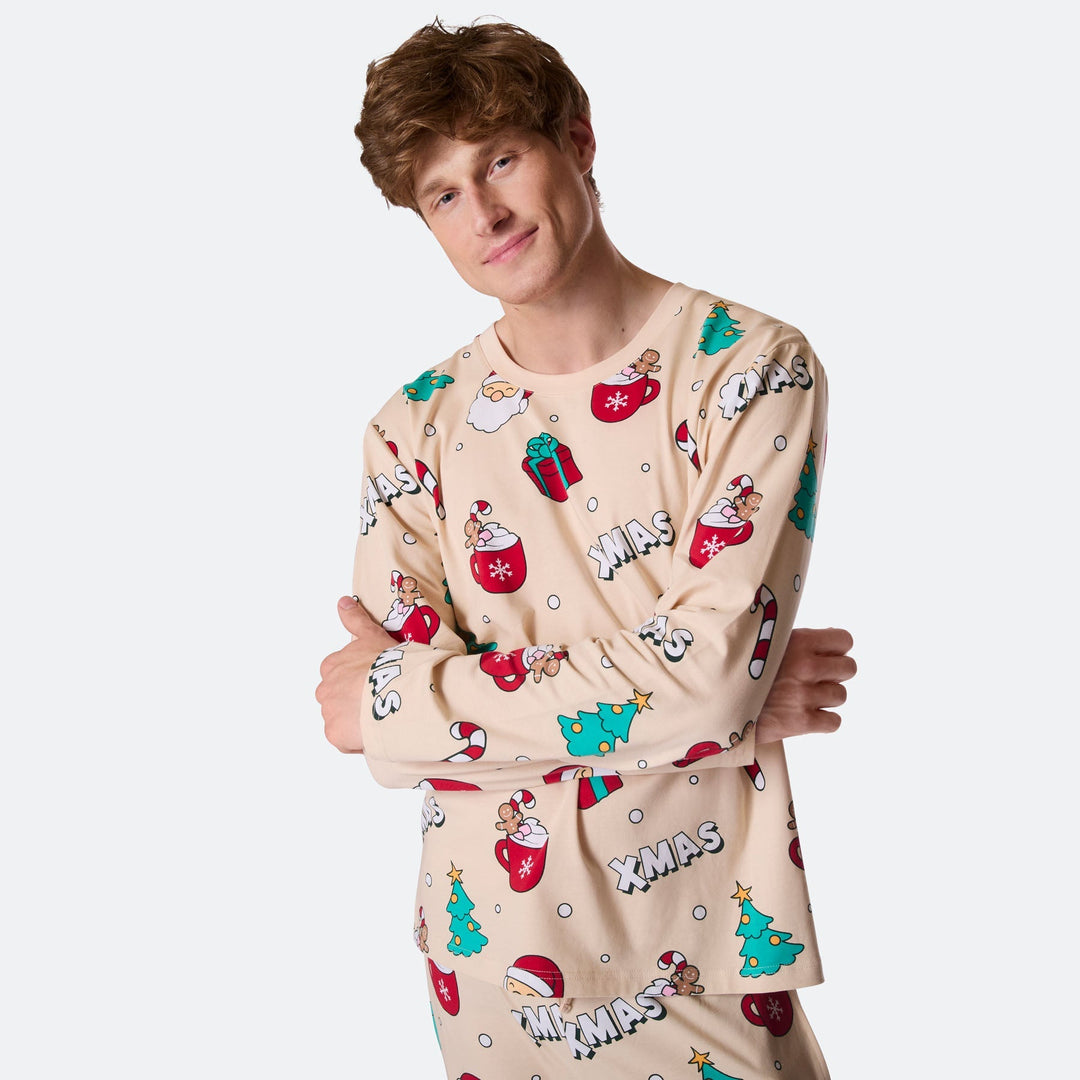 Miesten Beige Xmas Joulupyjama
