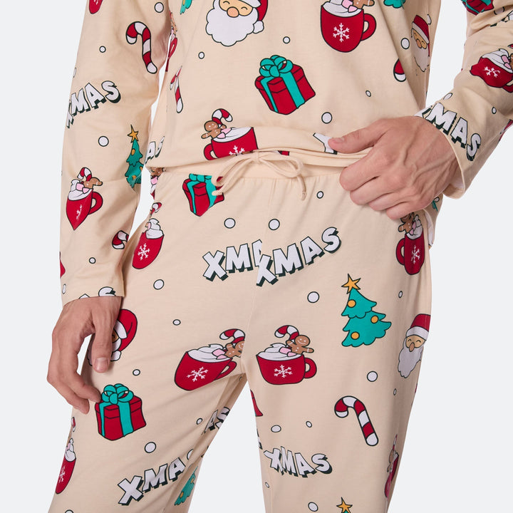 Miesten Beige Xmas Joulupyjama