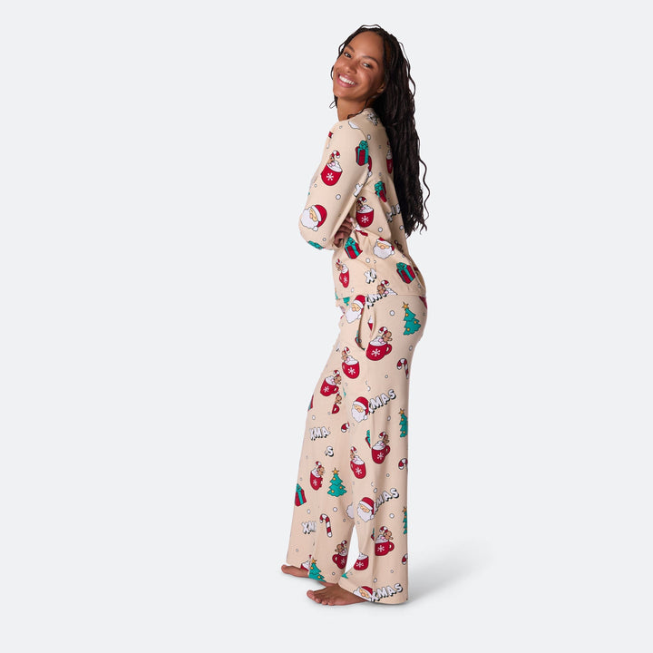 Naisten Beige Xmas Joulupyjama