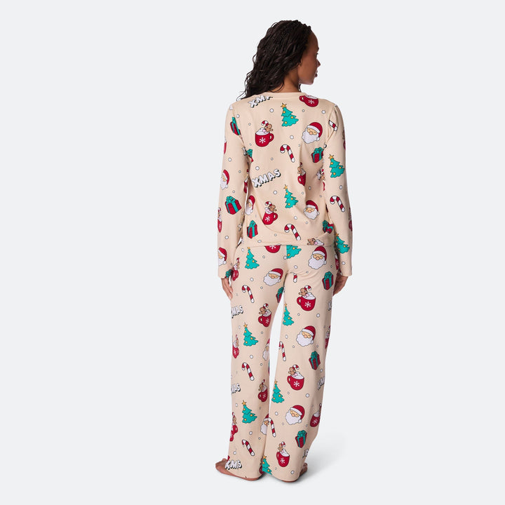 Naisten Beige Xmas Joulupyjama
