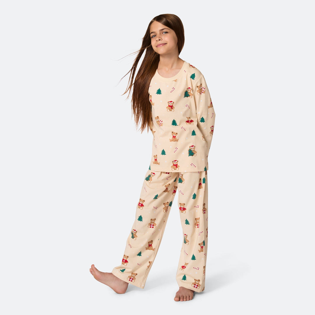 Lasten Beige Nallekarhu Joulupyjama