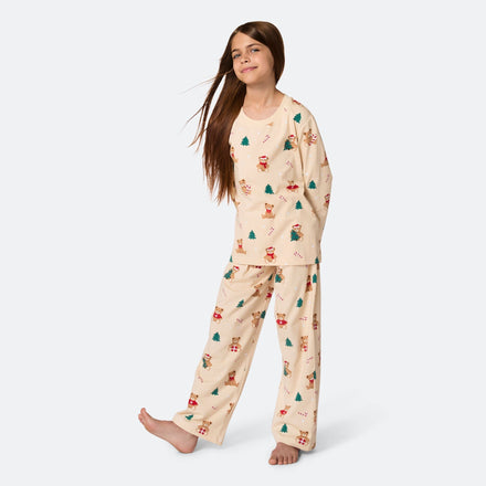 Lasten Beige Nallekarhu Joulupyjama