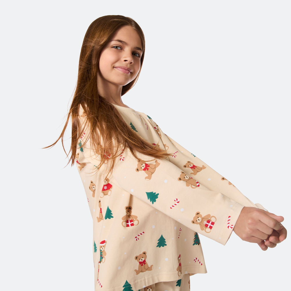 Lasten Beige Nallekarhu Joulupyjama