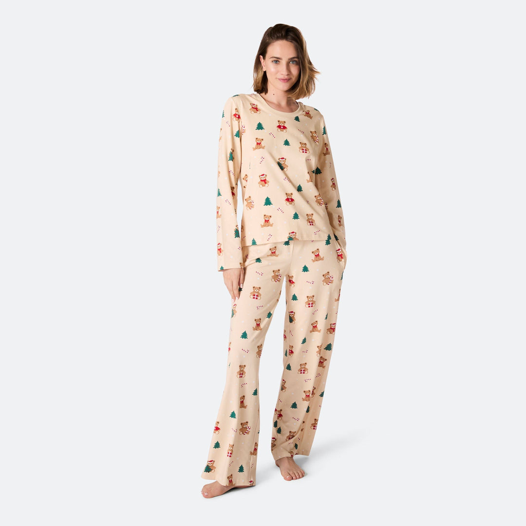 Naisten Beige Nallekarhu Joulupyjama