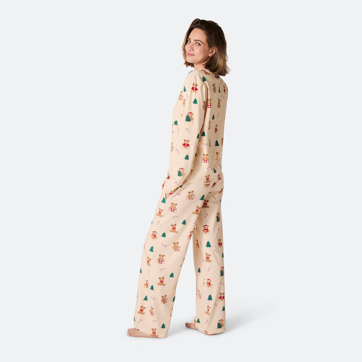 Naisten Beige Nallekarhu Joulupyjama