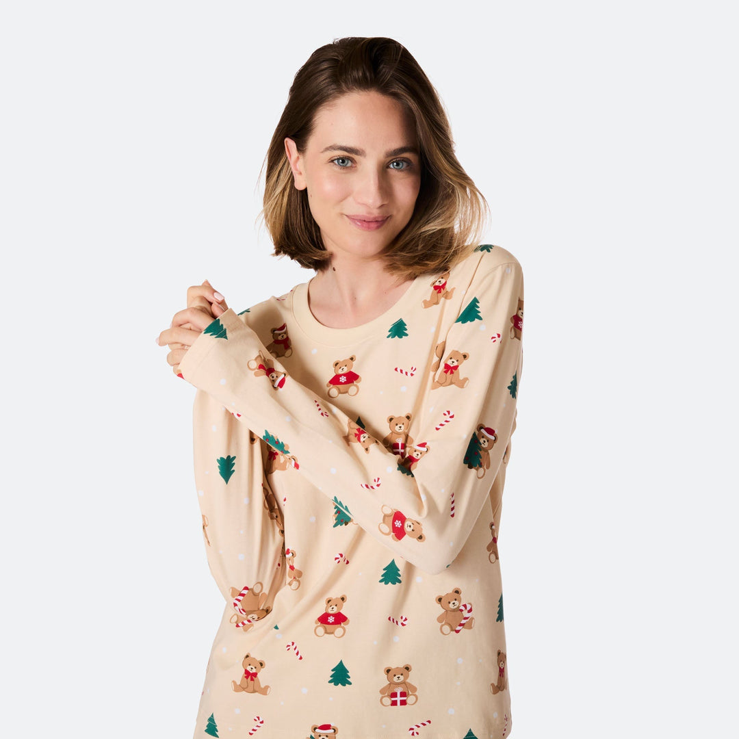 Naisten Beige Nallekarhu Joulupyjama
