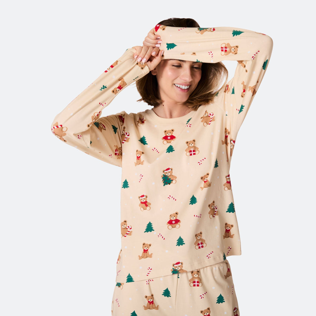 Naisten Beige Nallekarhu Joulupyjama
