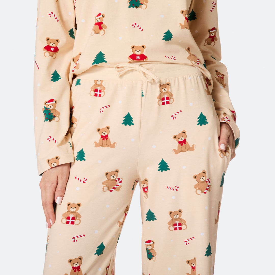 Naisten Beige Nallekarhu Joulupyjama