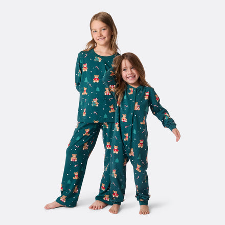 Lasten Vihreä Nallekarhu Joulupyjama
