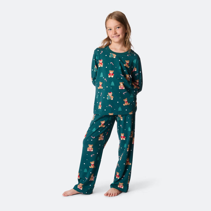 Lasten Vihreä Nallekarhu Joulupyjama