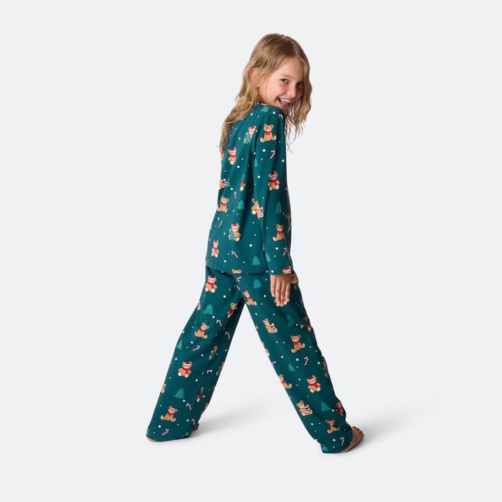 Lasten Vihreä Nallekarhu Joulupyjama