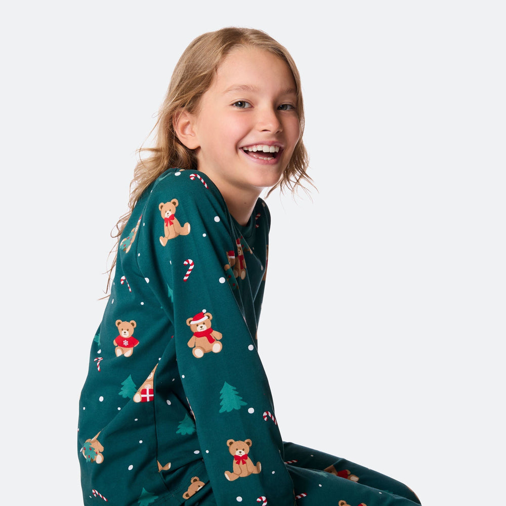 Lasten Vihreä Nallekarhu Joulupyjama