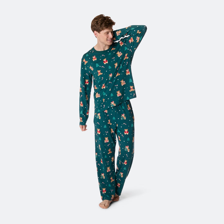 Miesten Vihreä Nallekarhu Joulupyjama