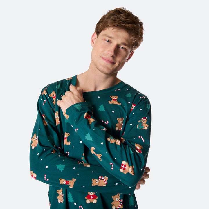 Miesten Vihreä Nallekarhu Joulupyjama