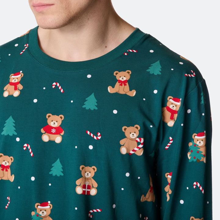 Miesten Vihreä Nallekarhu Joulupyjama