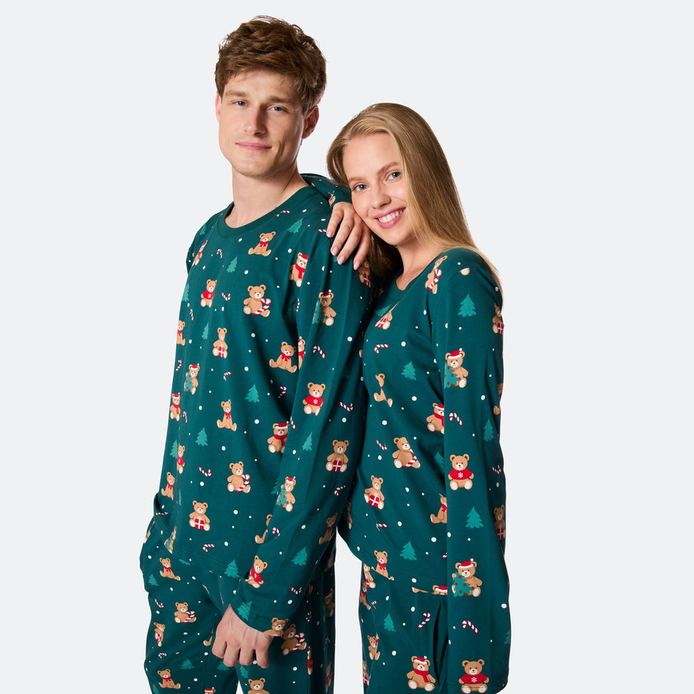 Miesten Vihreä Nallekarhu Joulupyjama