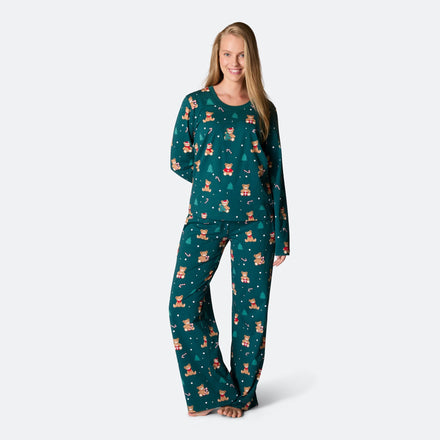 Naisten Vihreä Nallekarhu Joulupyjama