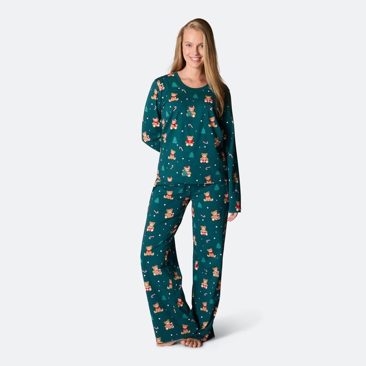 Naisten Vihreä Nallekarhu Joulupyjama